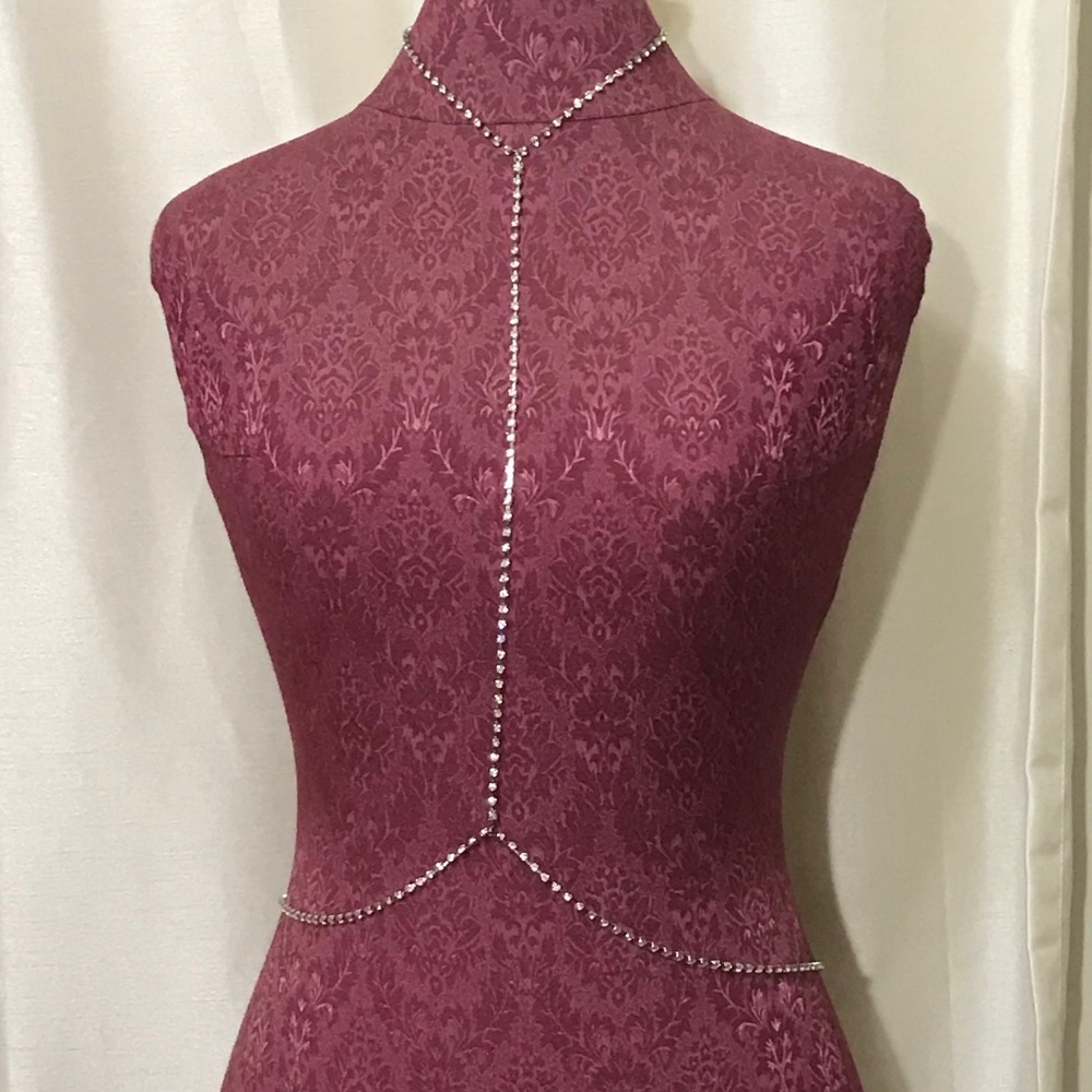 Rhinestone Y Shaped body chain silver tone swimsuit cover new